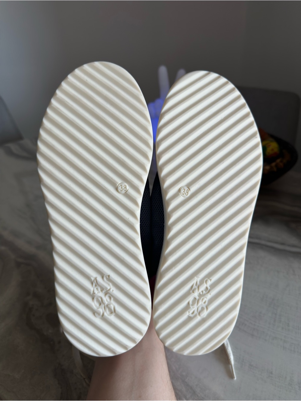 A.S.98 Alfie Blue Pink Perforated Leather Platform Sneakers - Picture 11 of 11